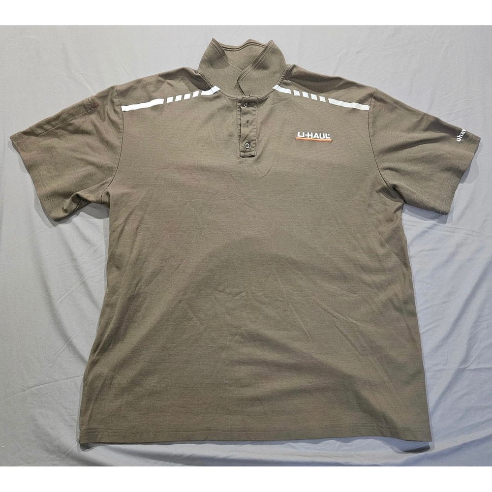 U-Haul Polo Shirt Mens 2XL Brown Excellent Embroidered Logo Workwear Reflective